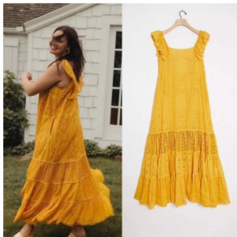 Anthropologie Payal Jain marigold dress with pockets